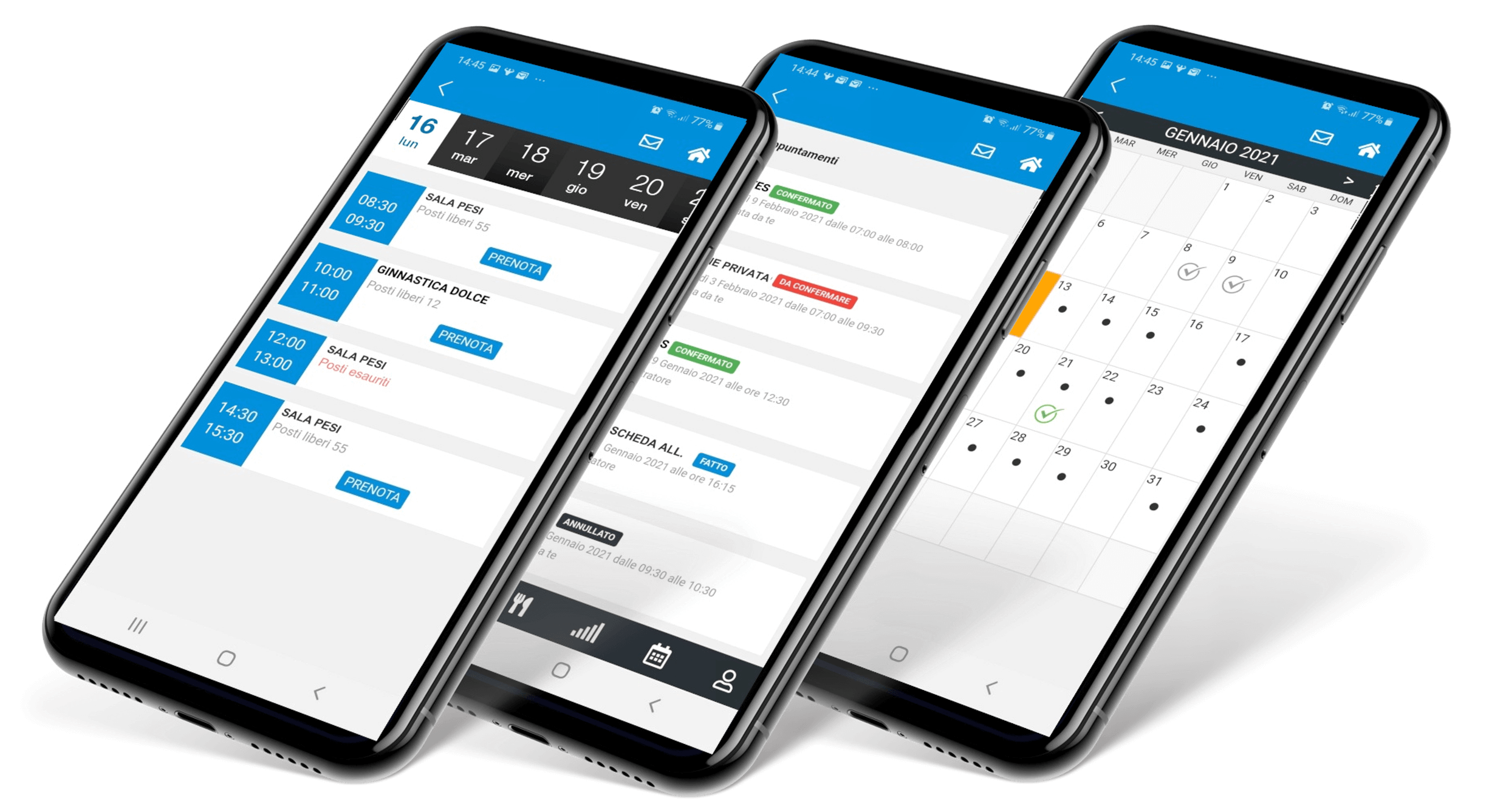 screenshot app prenotazione palestra screenshot app prenotazione palestra