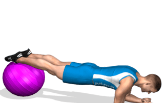 allenamento addominali plank gambe su fitball fine