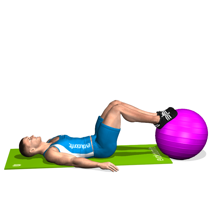 allenamento glutei bridge piedi su fitball inizio