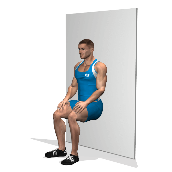 allenamento quadricipiti squat isometria parete inizio