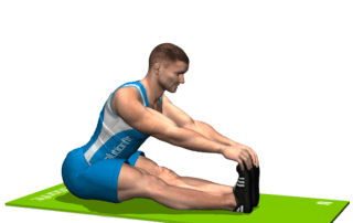 allenamento stretching flessione anca da seduti gambe tese fine