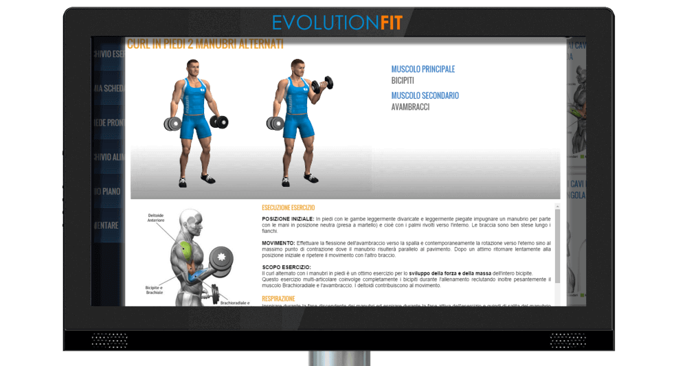 Esercizio con video su totem touch palestra